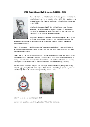 A preview of a PDF biography for Cameron, Robert Edgar Hall